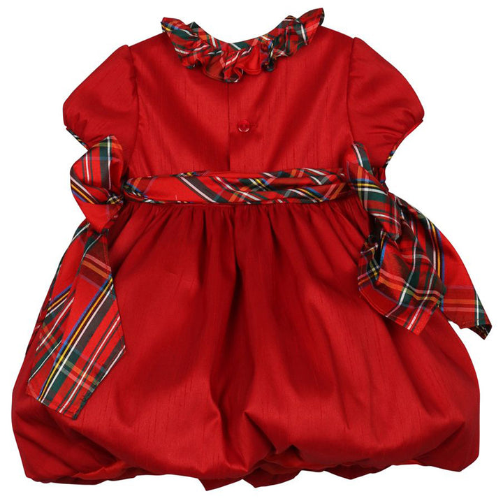 Red Bubble Dress with Plaid Collar 