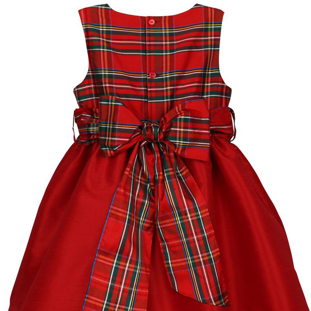 Red Scallop Dress with Plaid Accents