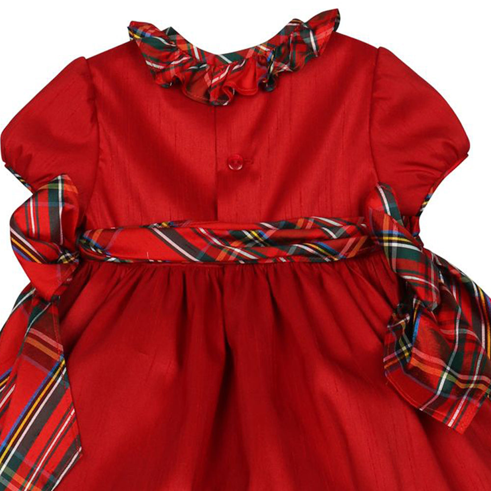 Red Bubble Dress with Plaid Collar 