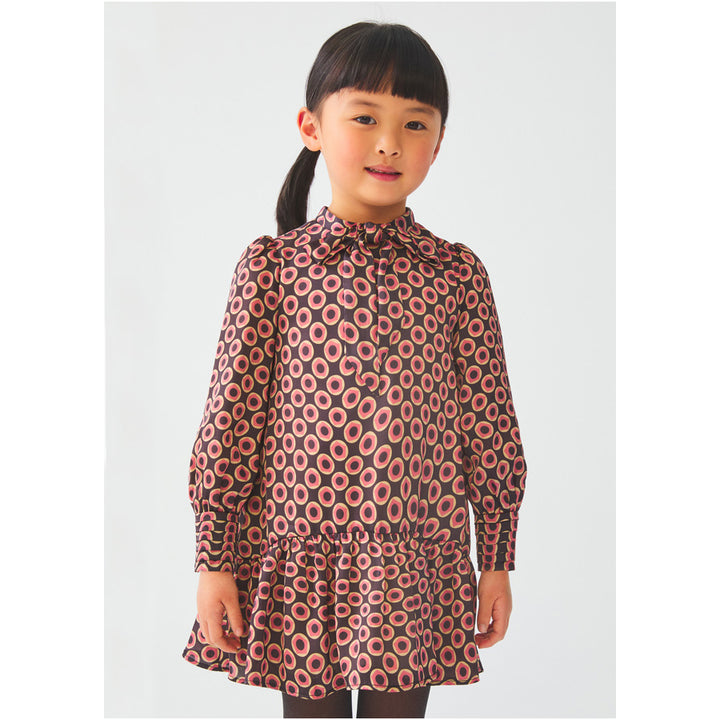 Charcoal Printed Satin Dress