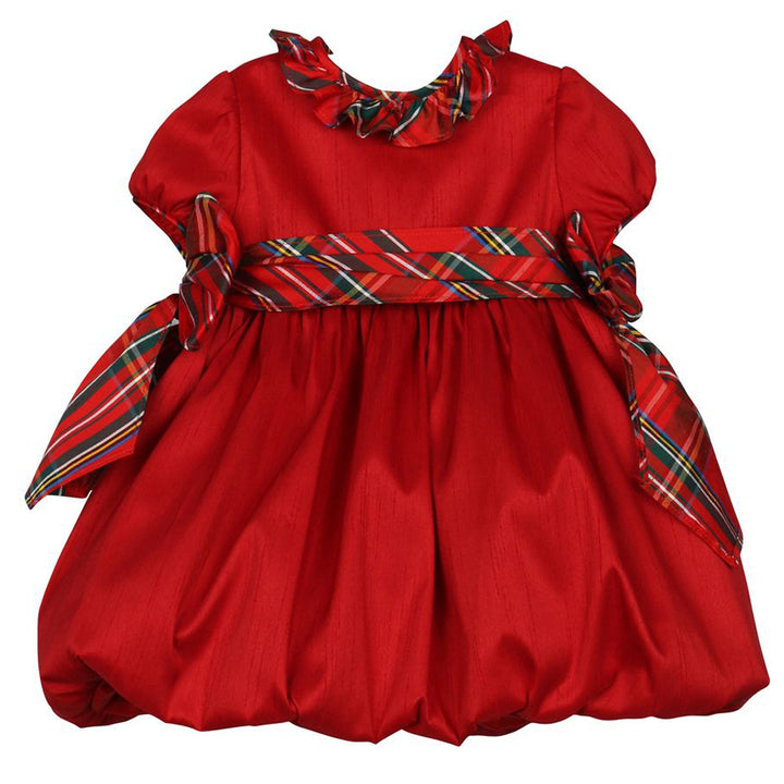 Red Bubble Dress with Plaid Collar 