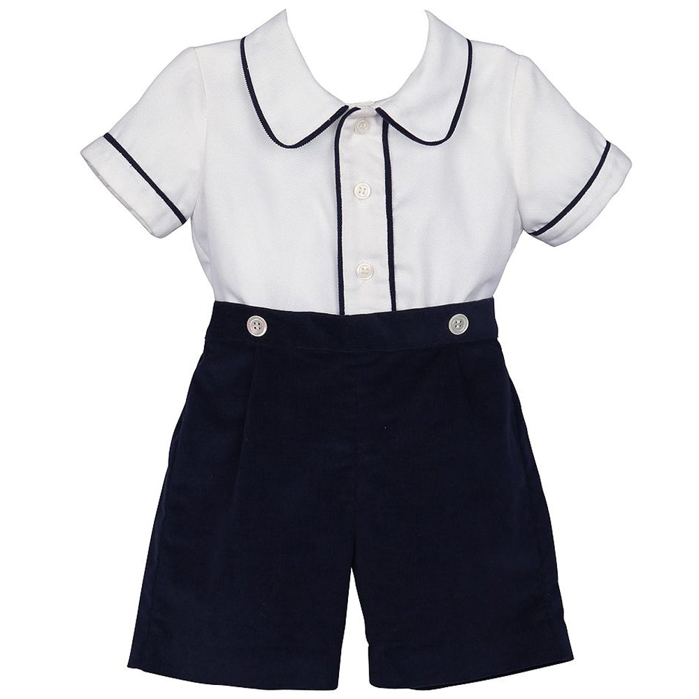 Navy Corduroy Dressy Short Set