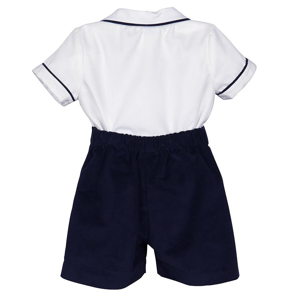 Navy Corduroy Dressy Short Set