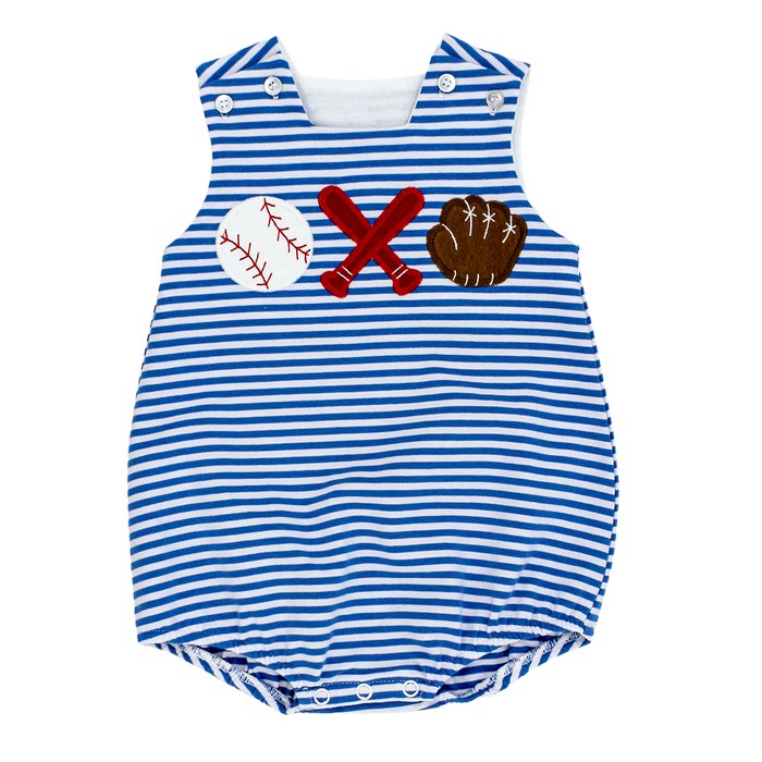 Blue Stripe Baseball Trio Knit Bubble
