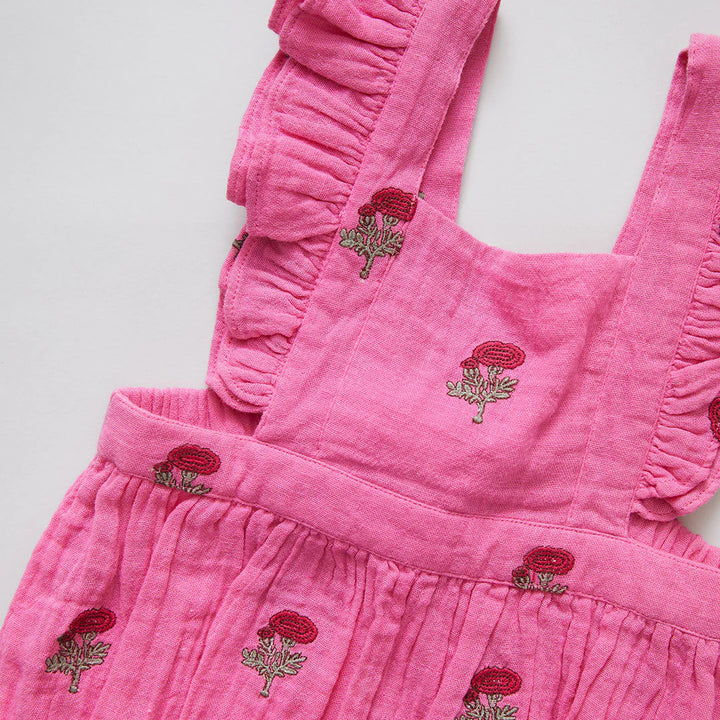 Hot Pink Flowers Baby Girls Emerald Bubble