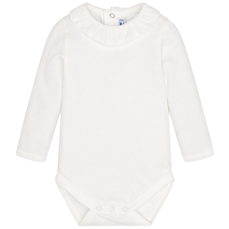 White Eyelet Ruffle Collar Onesie