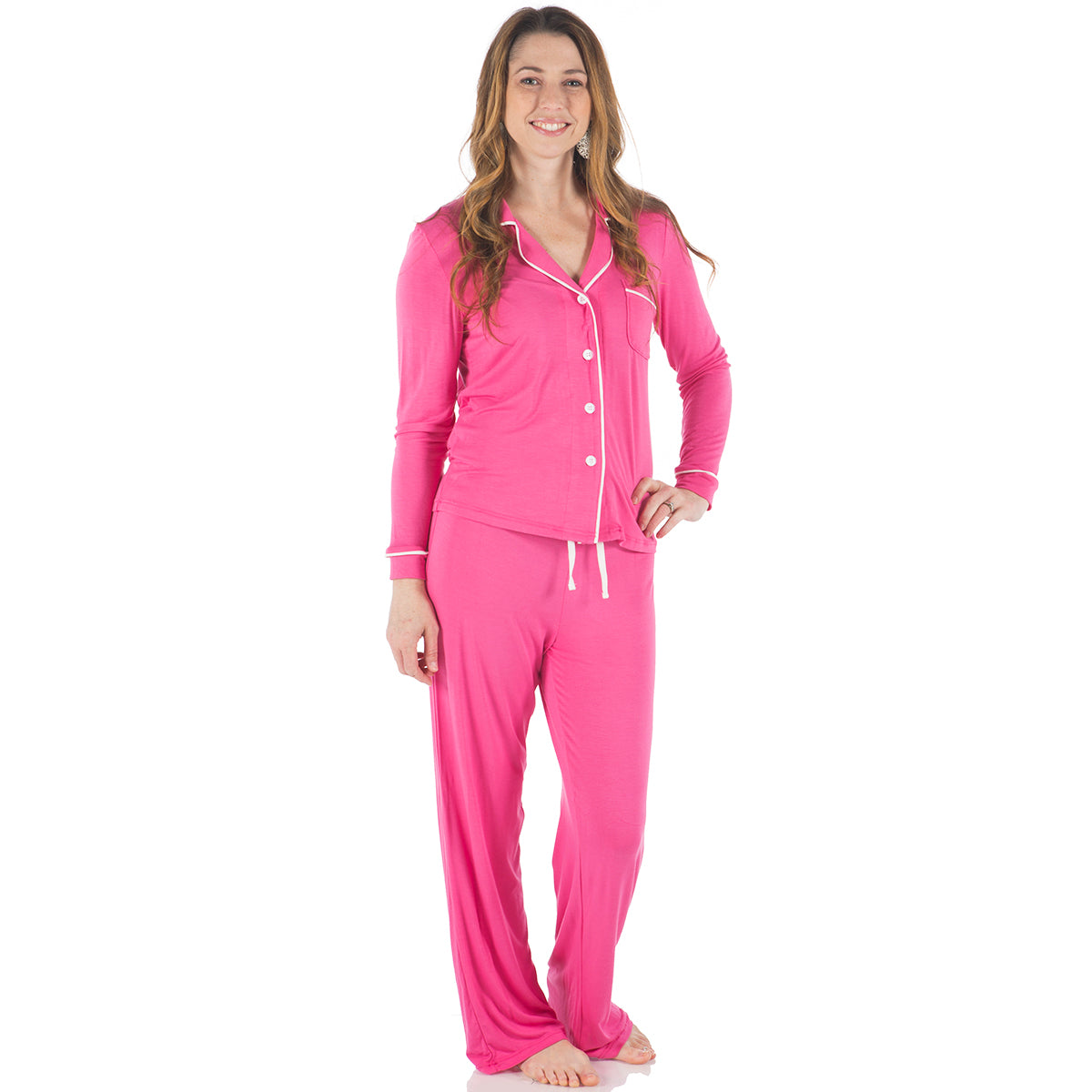Flamingo Long Sleeved Collared Pajama Set