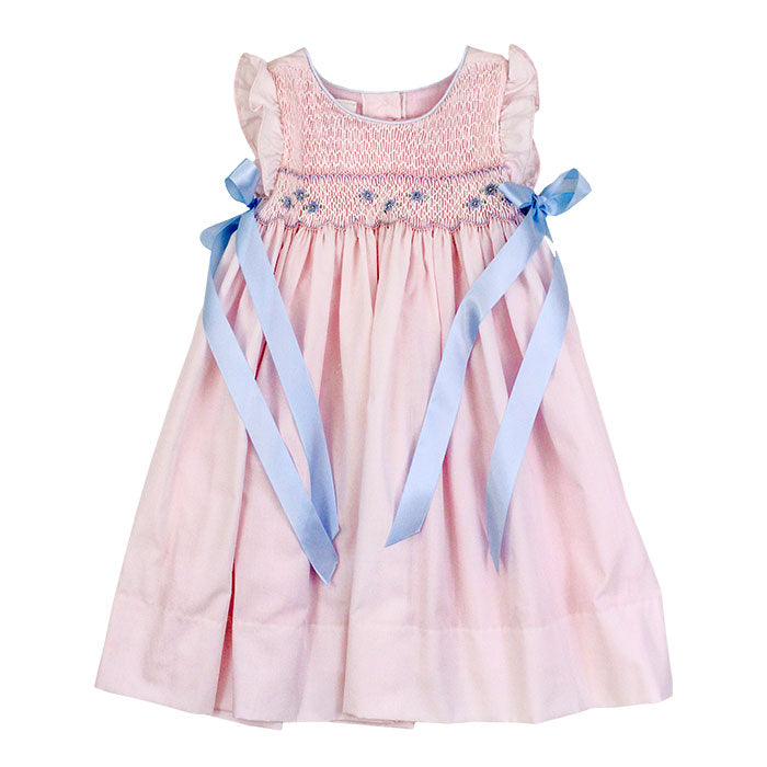 Pink Dress with Blue Flowers