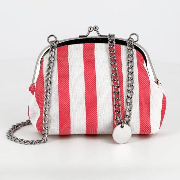 Red & White Stripe Clutch Bag