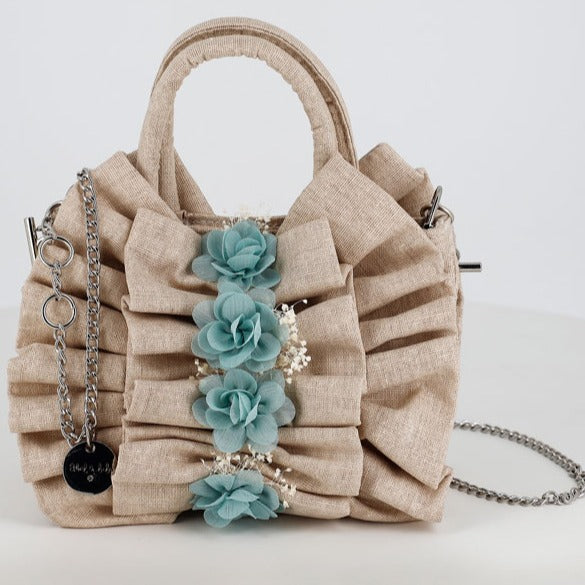 Linen Fabric Ruffled Bag