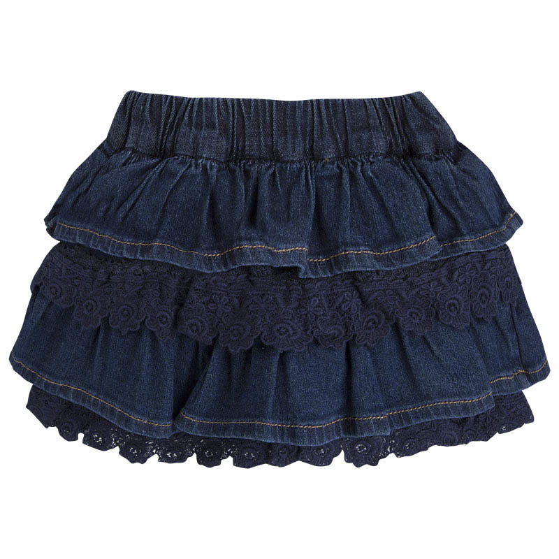 Ruffle Layered Denim Skirt