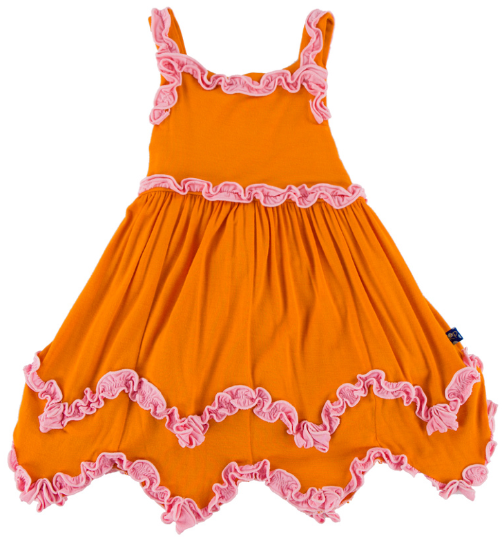 Sunset with Lotus Ruffle Tank Dress with Bloomer