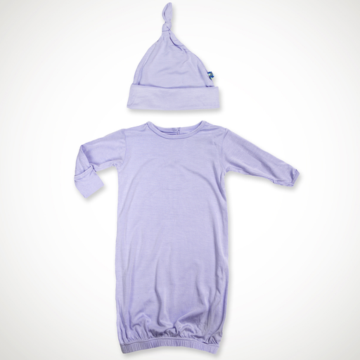 Lilac Layette Gown & Knot Hat Set