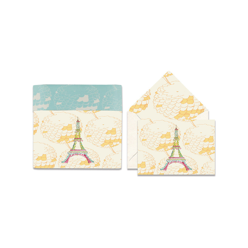 Pretty petite note cards with printed envelopes on ivory papers. 