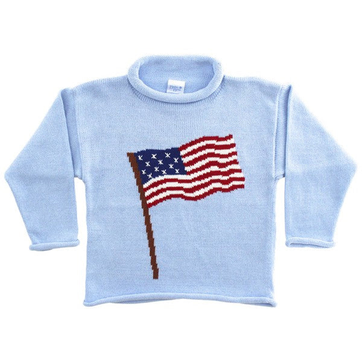 Light Blue Flag Roll Neck Sweater