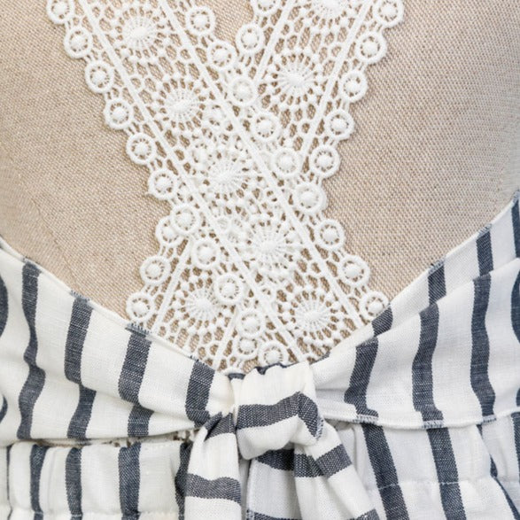 Denim & White Striped Linen Jumpsuit