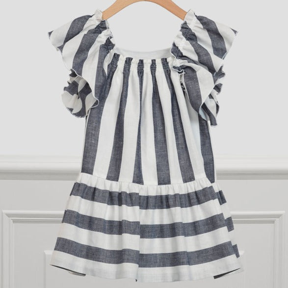 Denim & White Striped Linen Dress