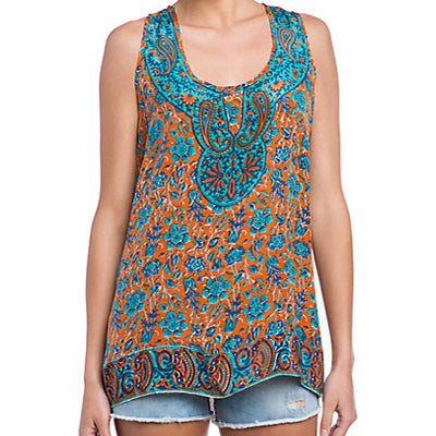 Vicky Tank - Orange Denim