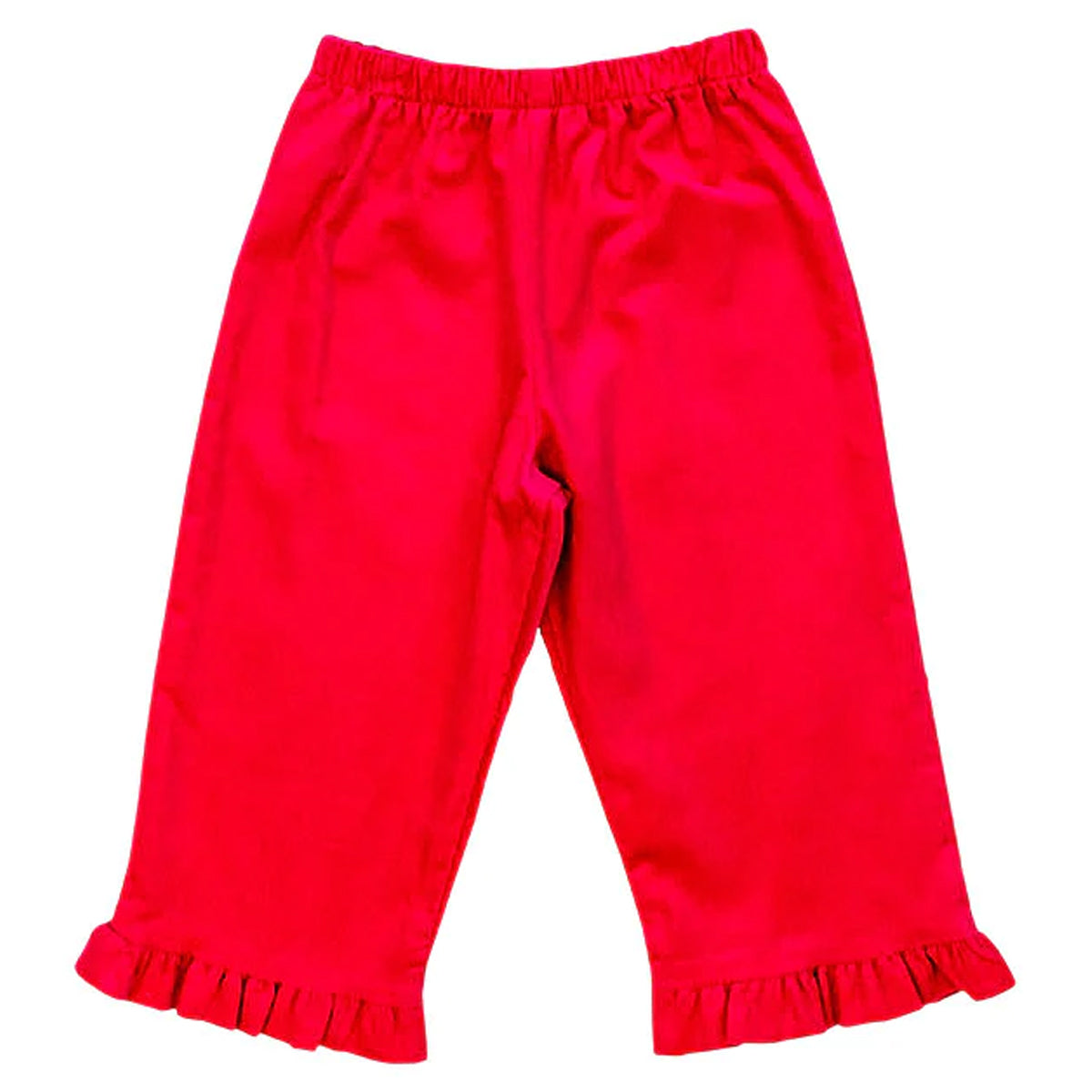 Fuchsia Elastic Corduroy Pant With Ruffles