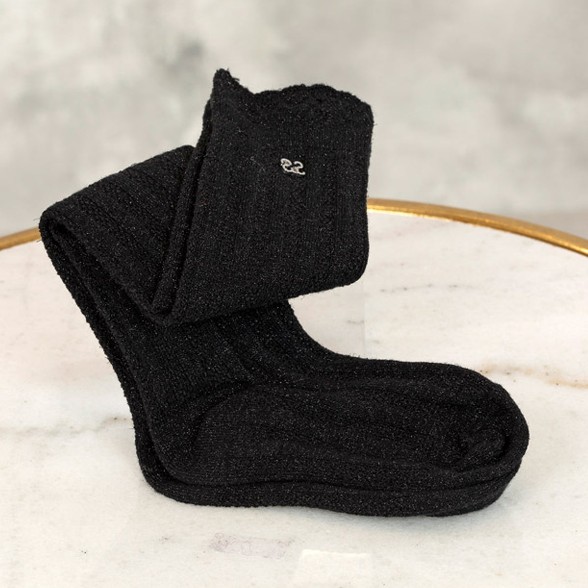 Black Lurex High Socks