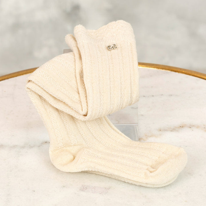 Cream Lurex High Socks
