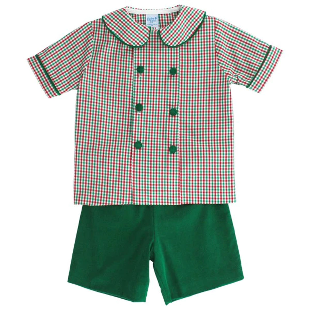 Kelly Corduroy & Douglas Plaid Dressy Short Set