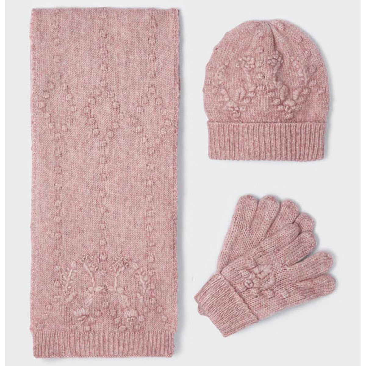 Rose Pink Hat, Scarf, & Gloves Set