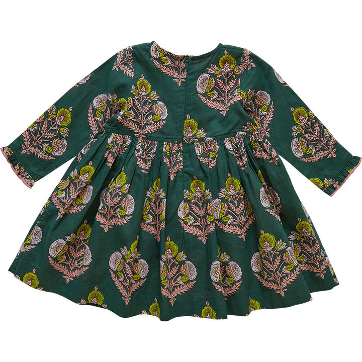 Hunter Green Flower Baby Hermione Dress
