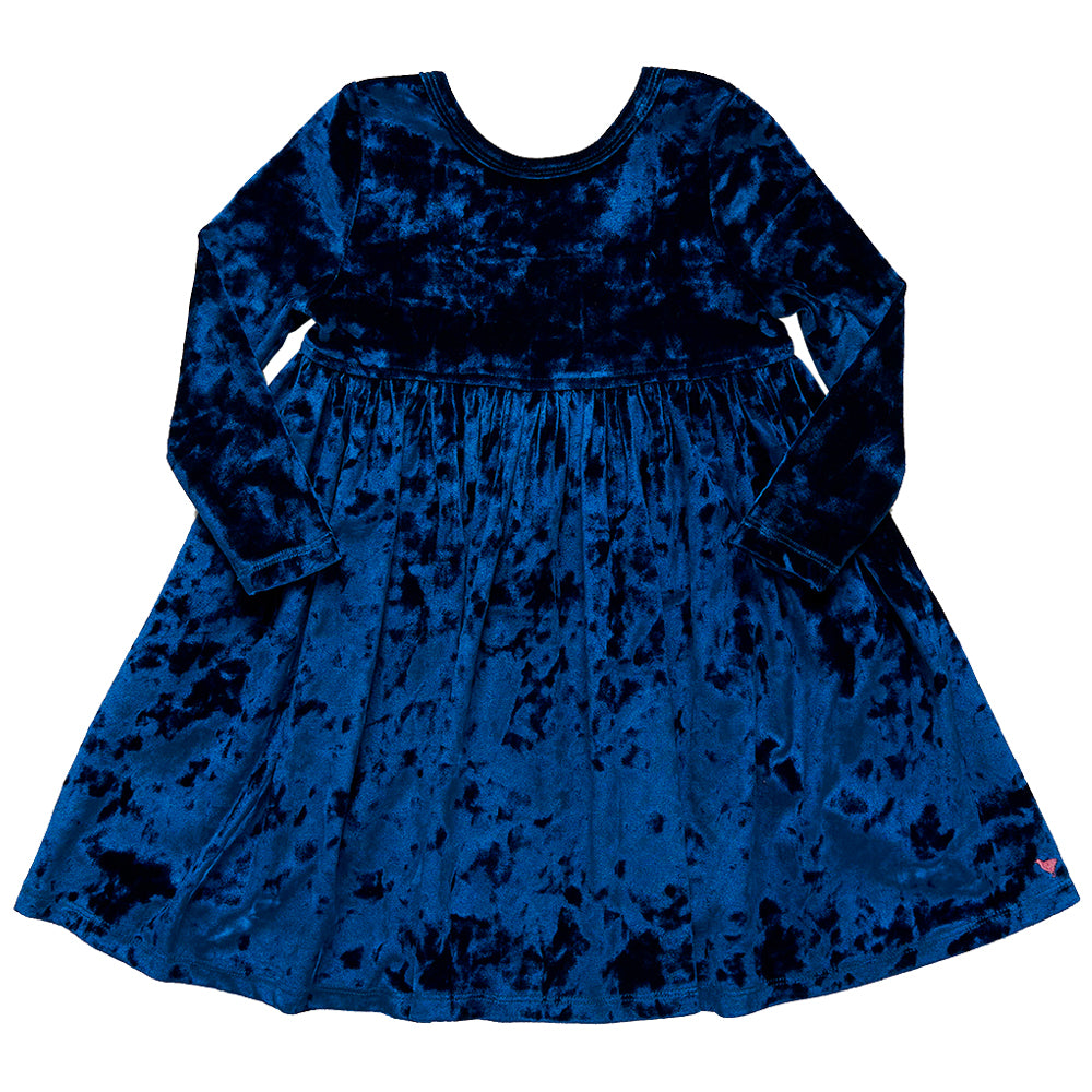 Crushed Blue Velvet Steph Dress