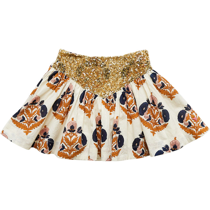 Navy Gold Flower Alexis Skirt