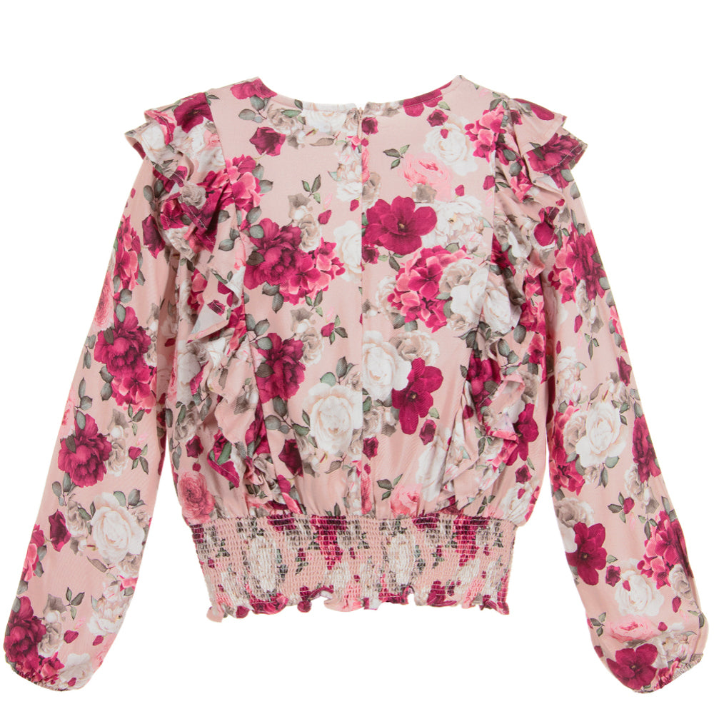 Floral Long Sleeve Ruffled Blouse