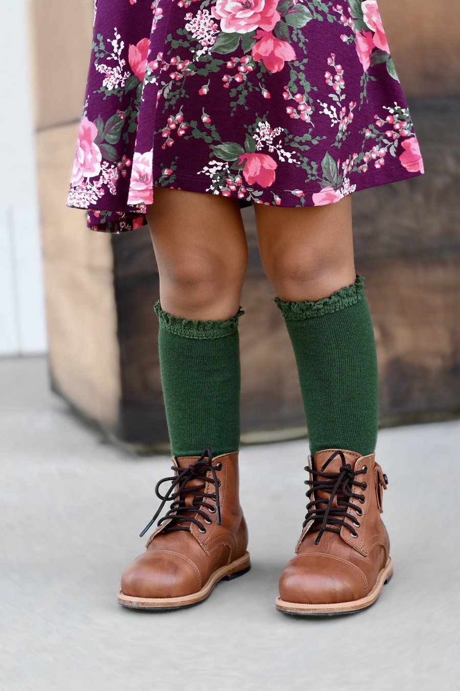 Forest Green Lace Top Knee Highs