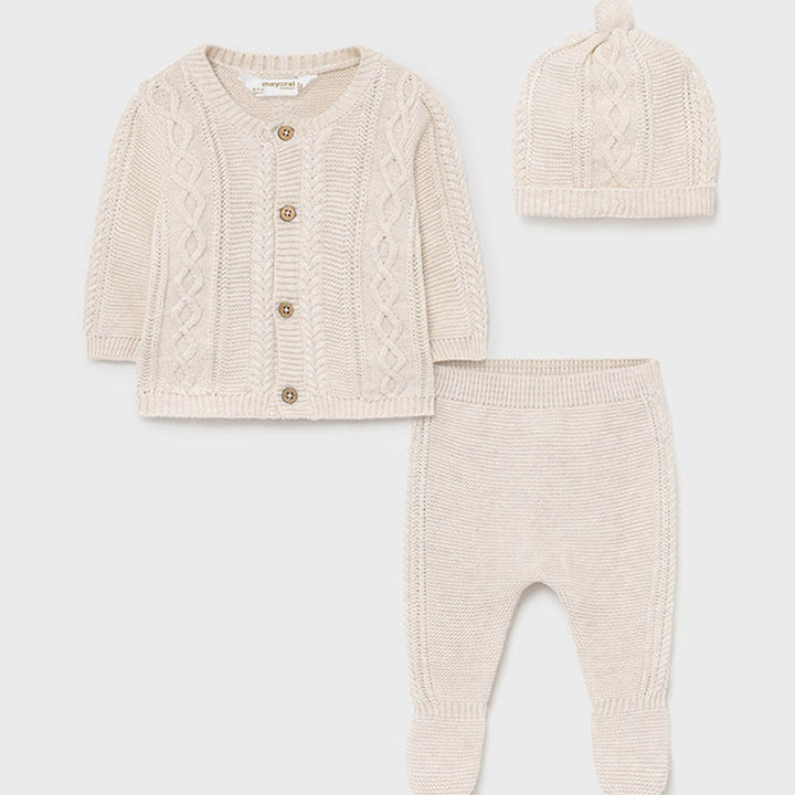 Cream Knit Layette Leg Warmer Set