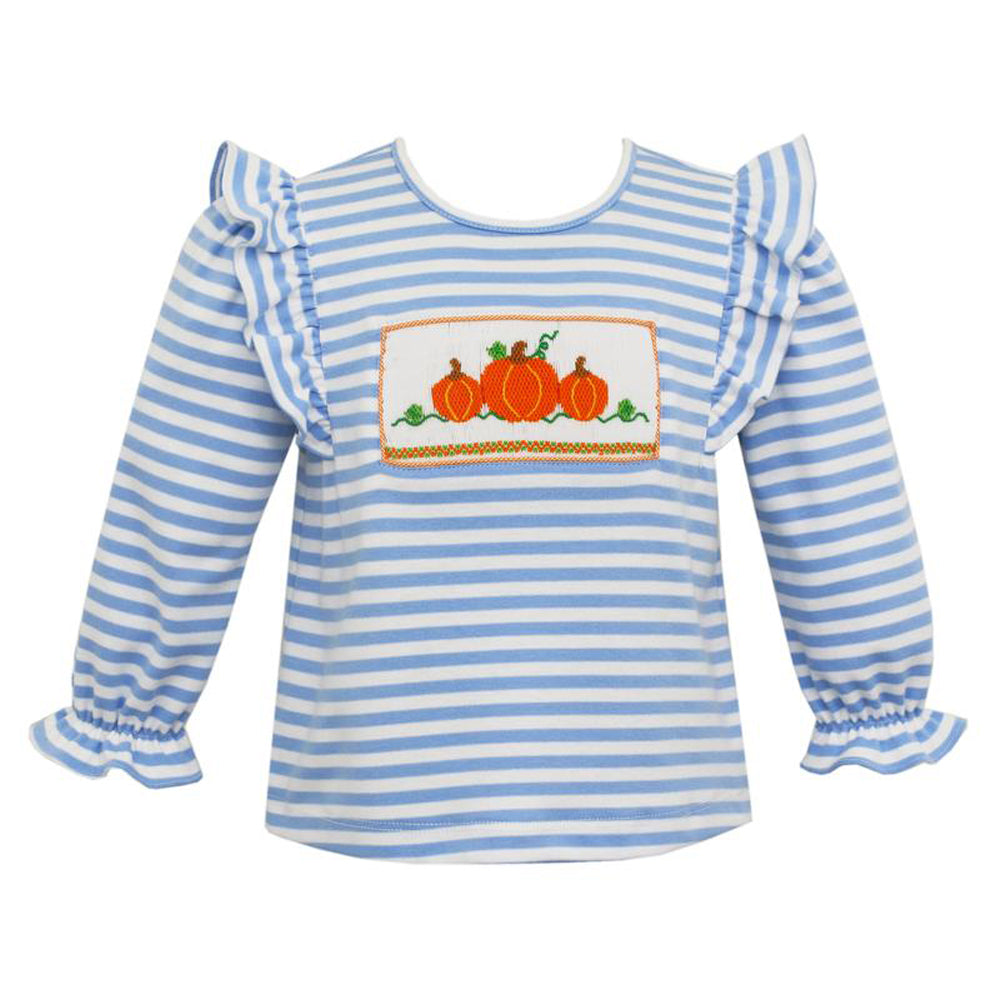 Pumpkin Light Blue Stripe Long Sleeve T-Shirt