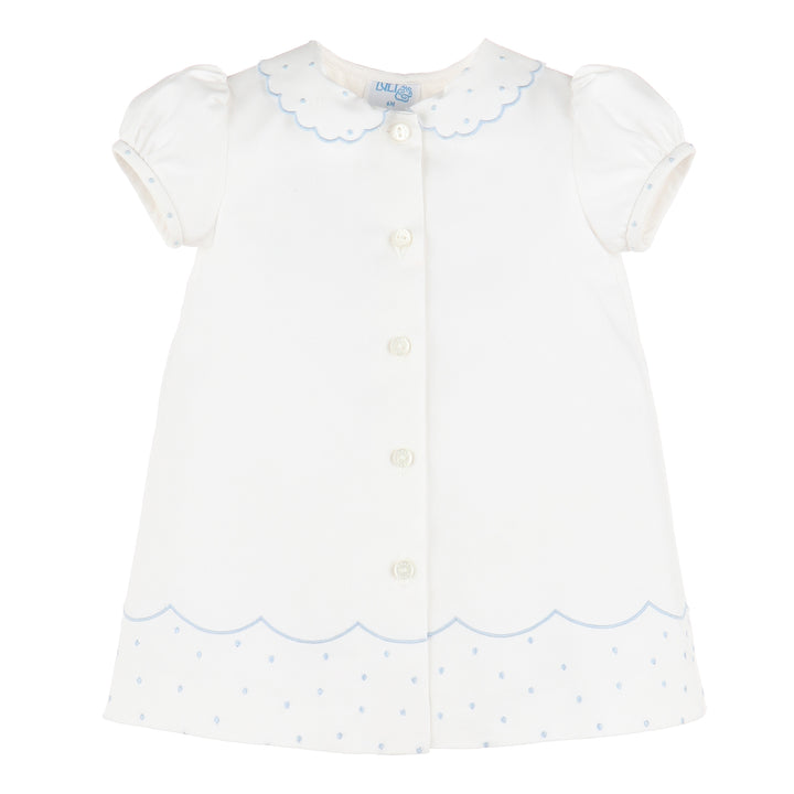 Blue & White Scalloped Day Gown