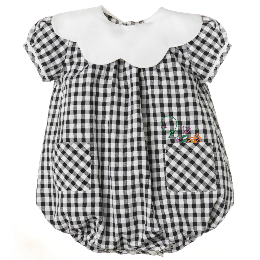 Black & White Gingham Trick-Or-Treat Bubble