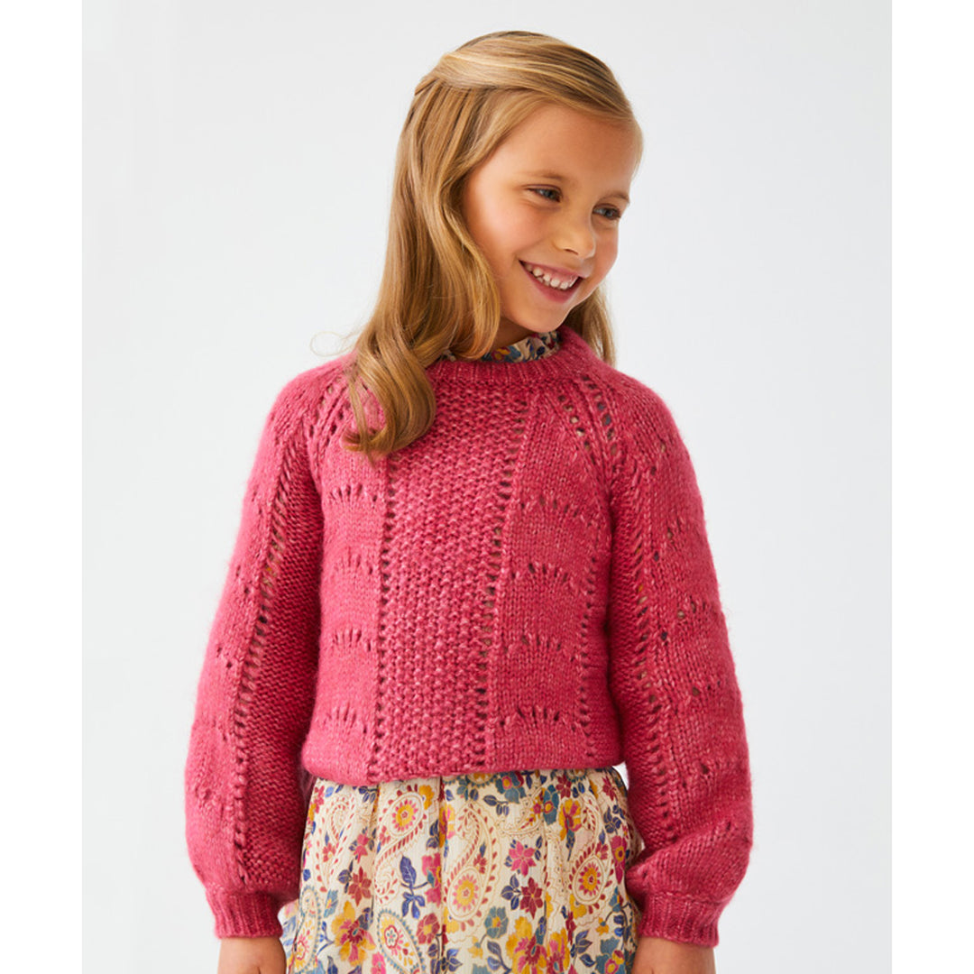 Raspberry Openwork Sweater