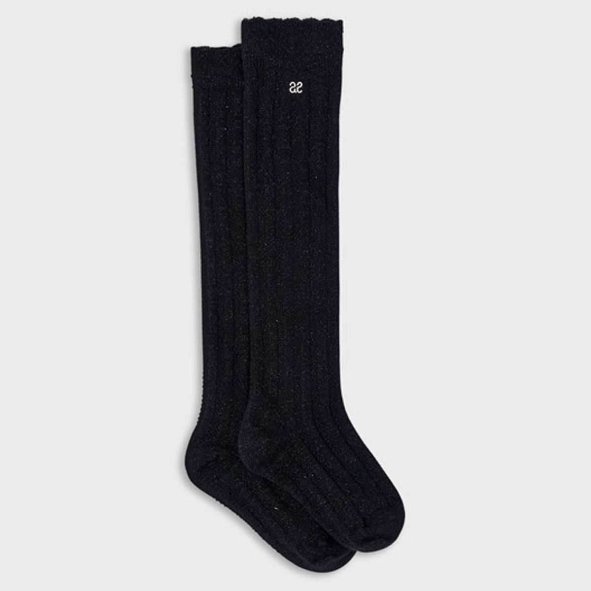 Black Lurex High Socks