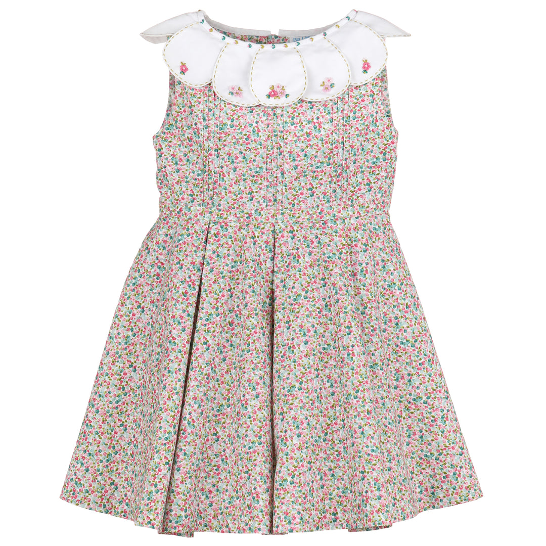 Aqua Floral Petal Collar Dress