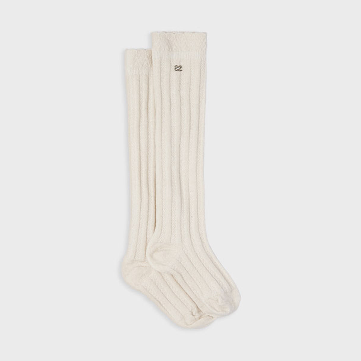 Cream Lurex High Socks