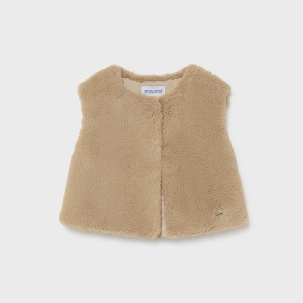 Beige Faux Fur Vest