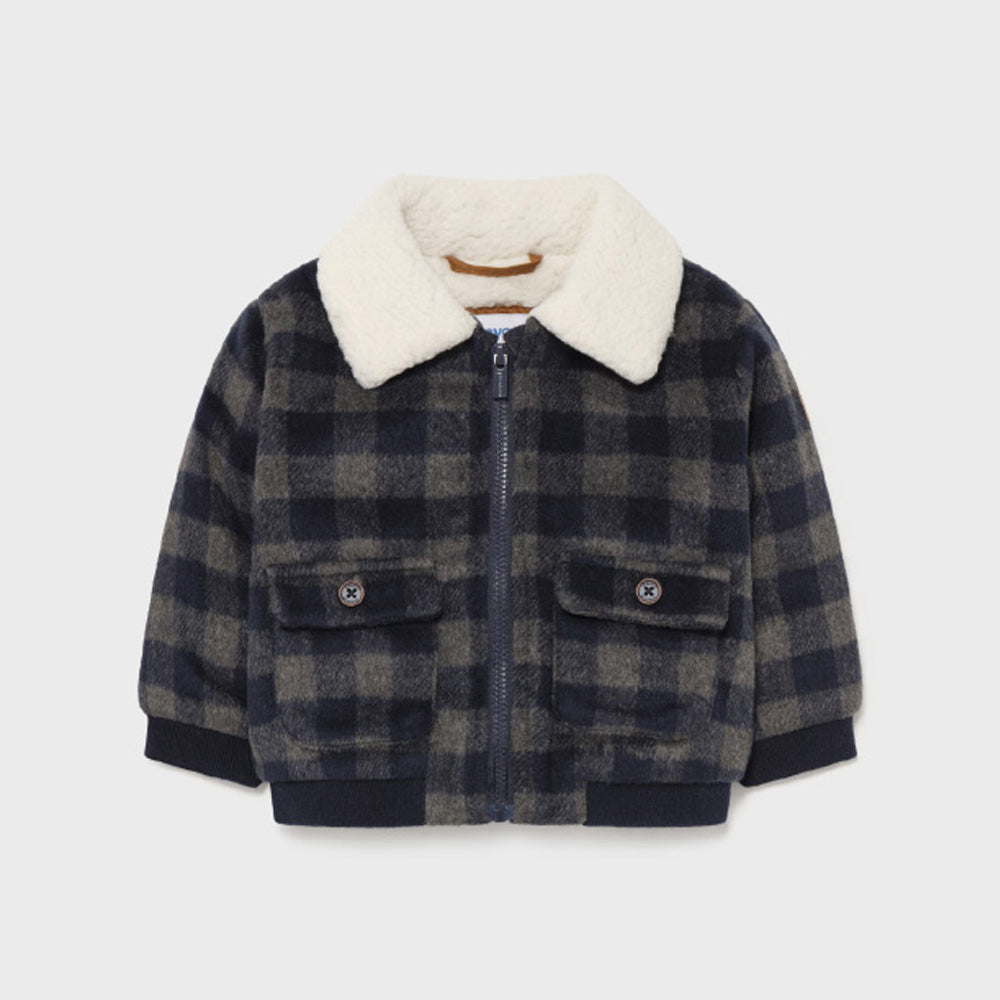 Navy Blue & Grey Plaid Jacket