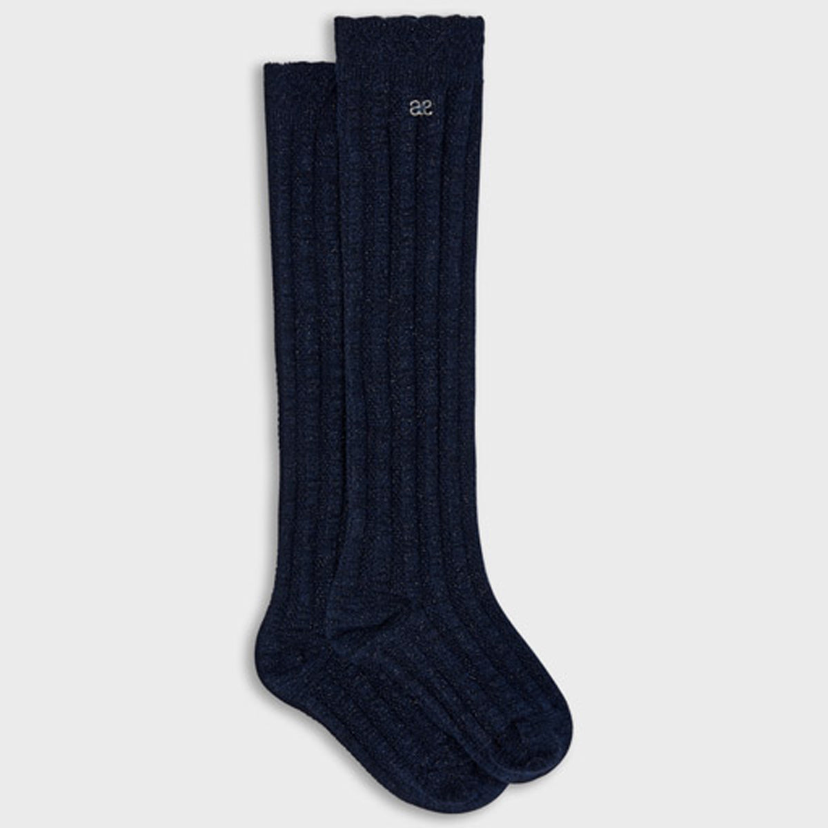 Navy Blue Lurex High Socks
