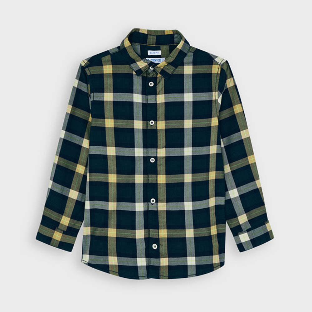 Navy & Yellow Long Sleeve Button Down
