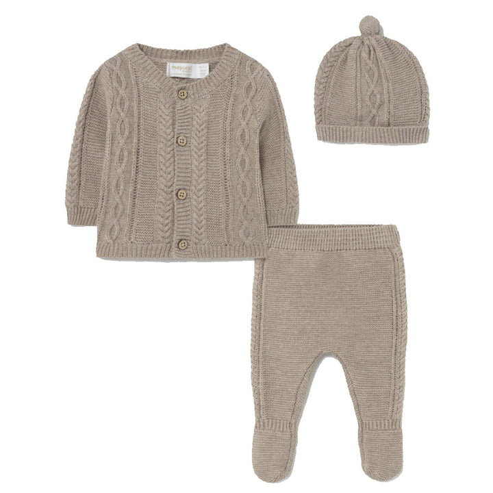 Brown Knit Layette Leg Warmer Set