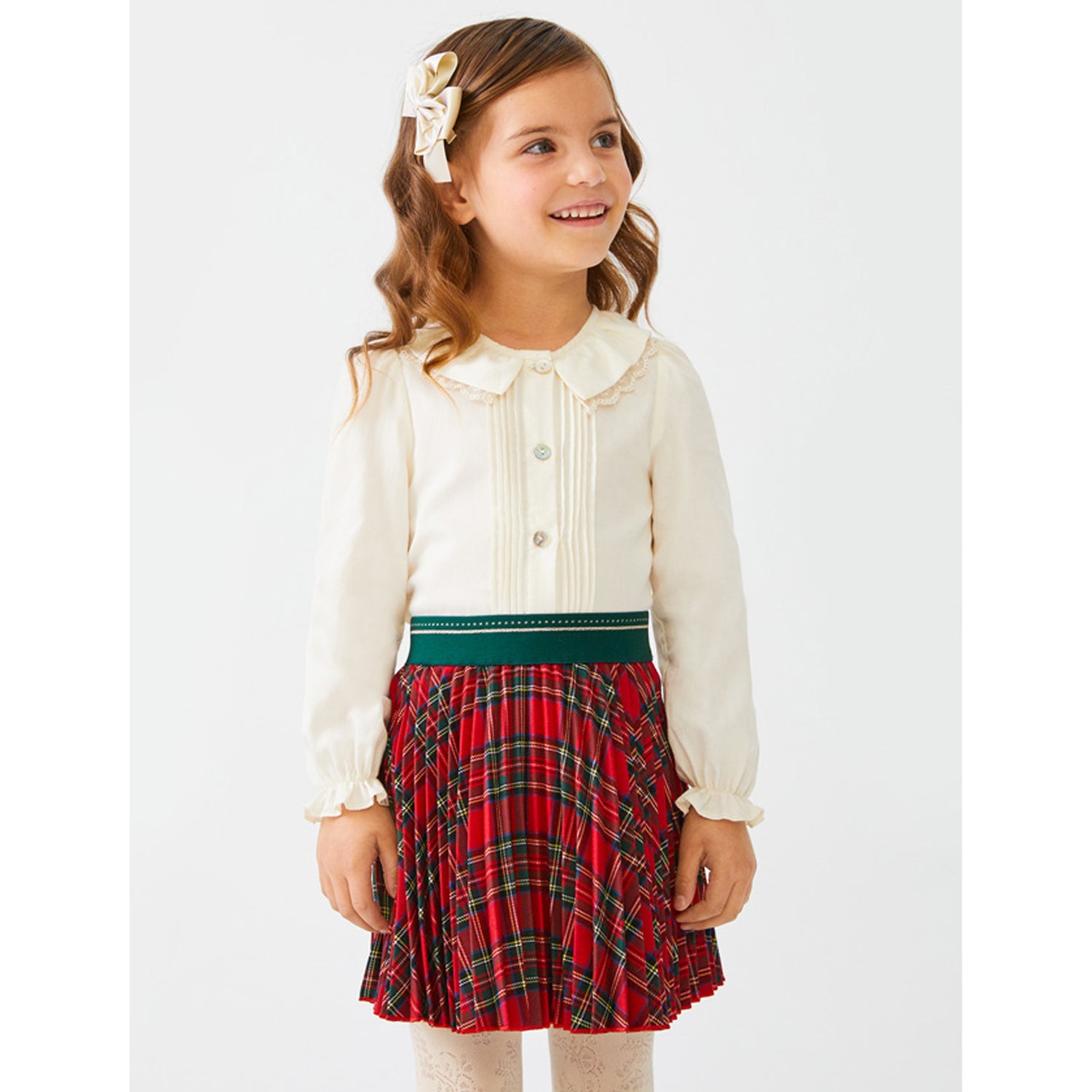 Red & Green Plaid Pleated Skirt