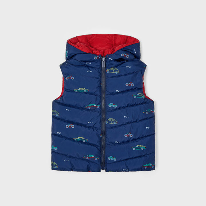 Navy Cars Reversible Quilted Vest