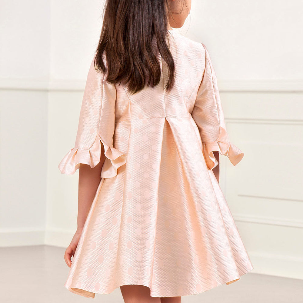 Pink Polka-Dot Jacquard Coat