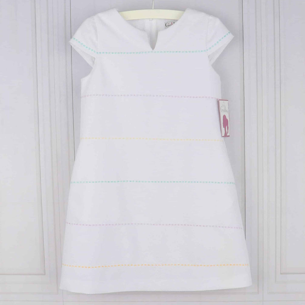 Embroidered Pique Shift Dress