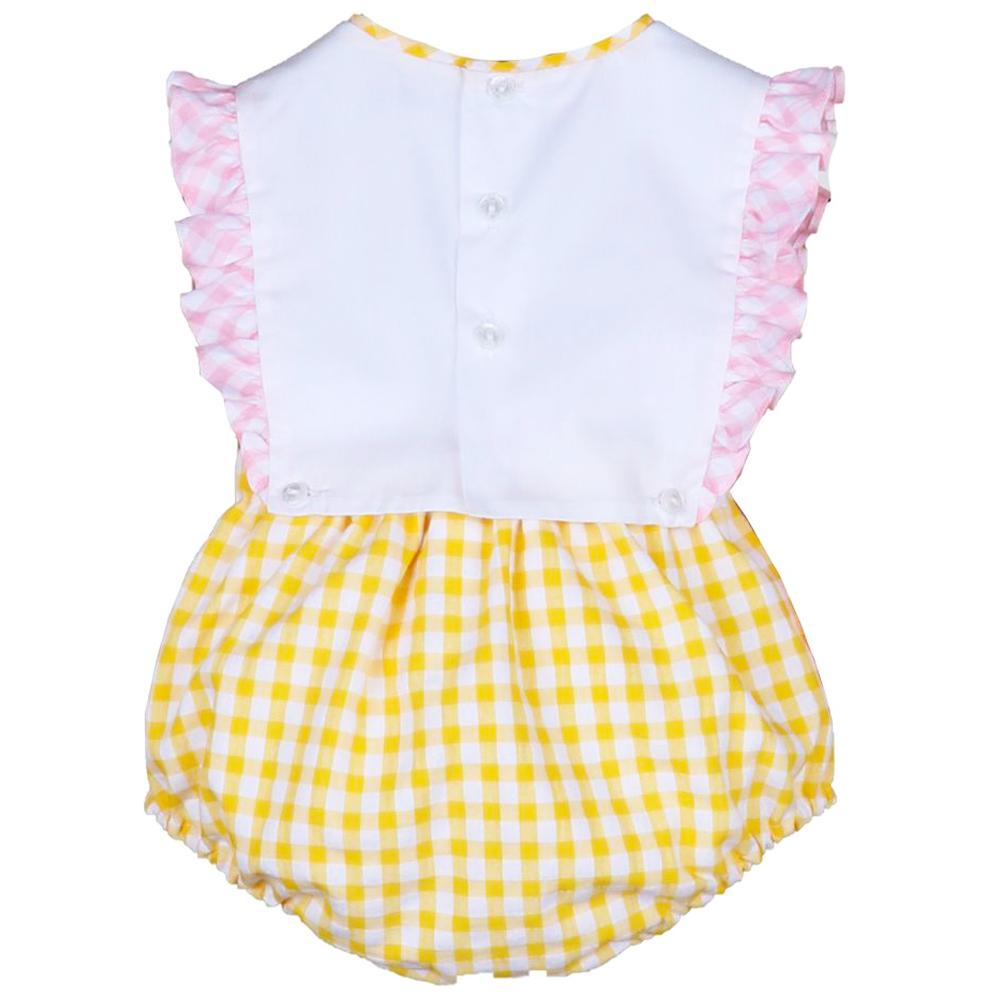 Sunny Yellow Gingham Overall Bubble